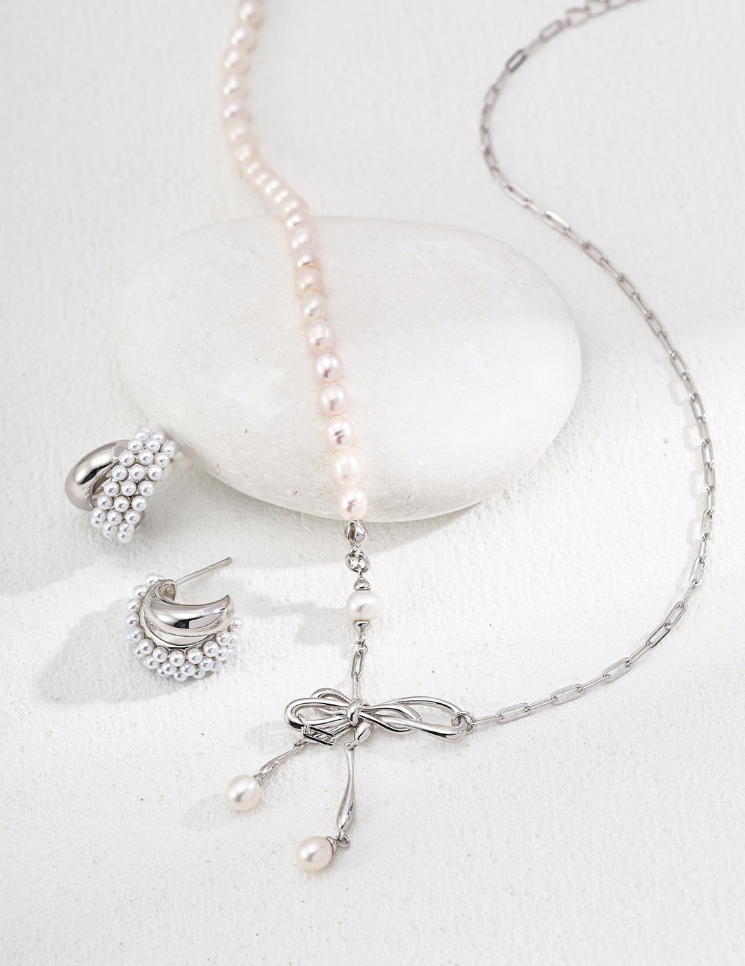S925 Silver Stylish Faux Pearl Earrings