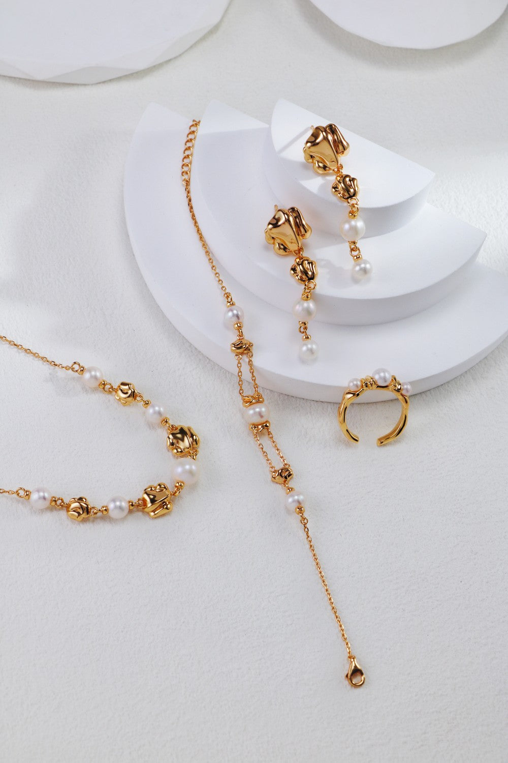 S925 Silver Melting Gold Pearl Series Necklace