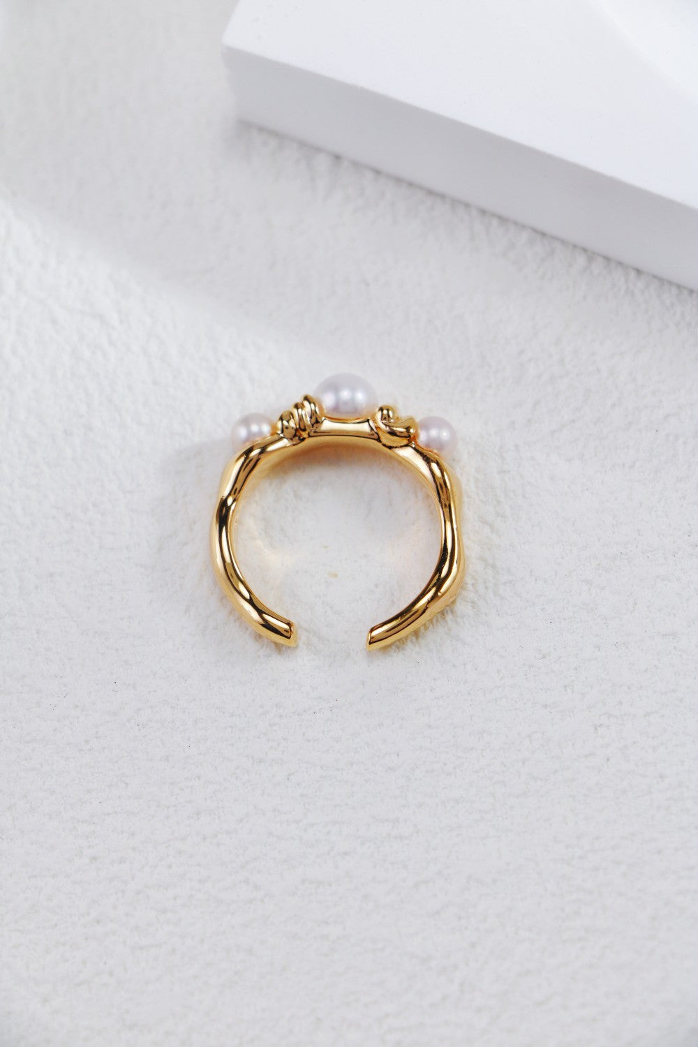 S925 Silver Melting Gold Pearl Series Ring