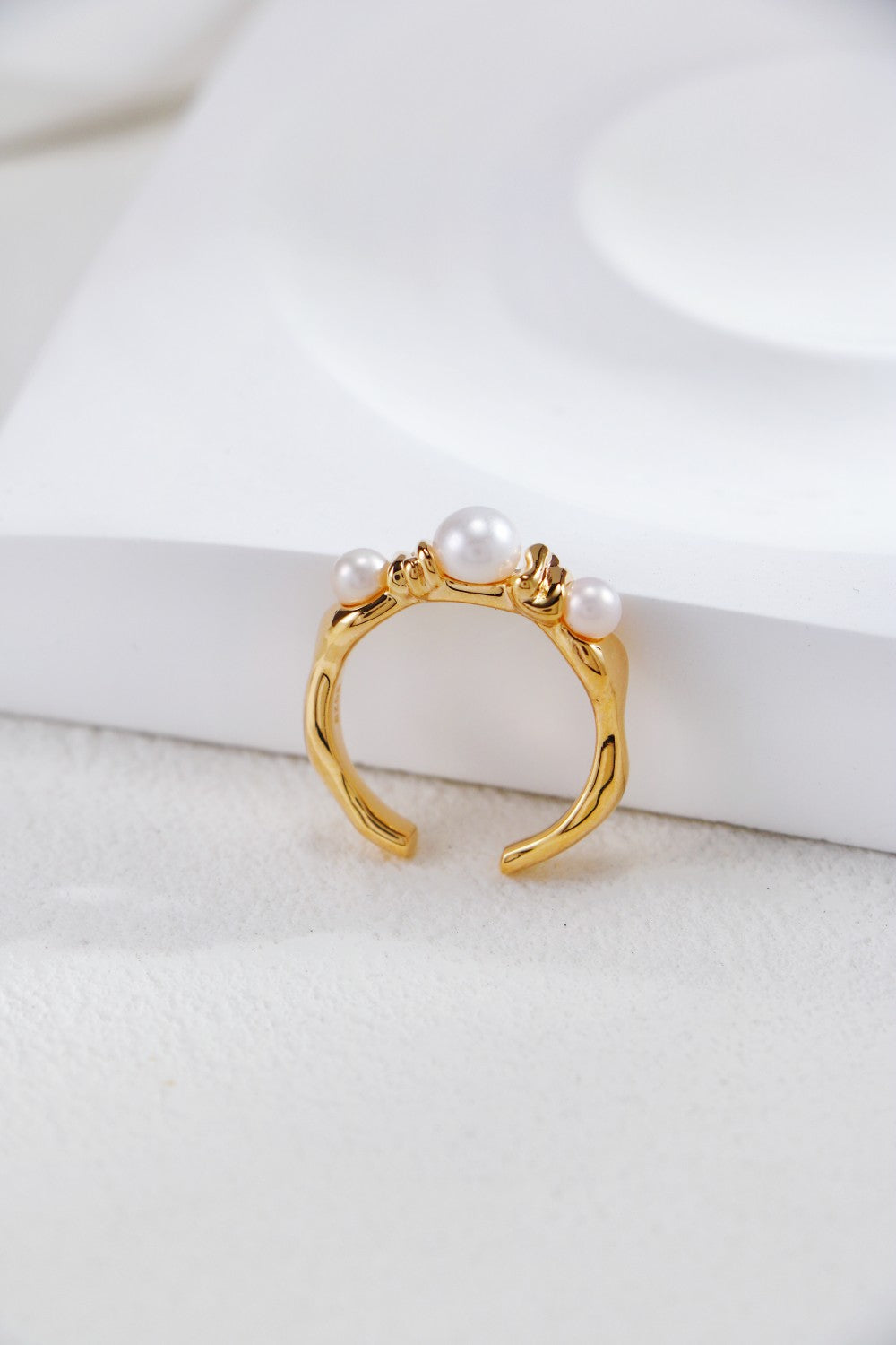 S925 Silver Melting Gold Pearl Series Ring