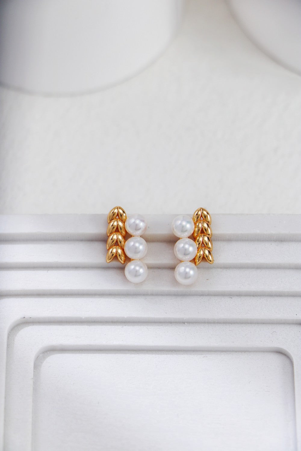 S925 Sterling Silver Wheat Ear Pearl Stud Earring