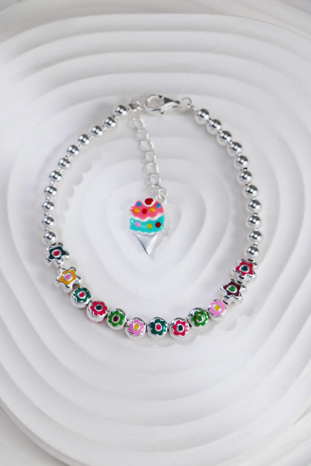 S925 Silver Delicate Colorful Floral Bracelet