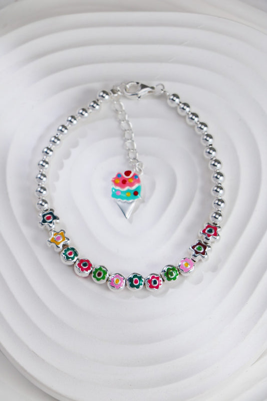 S925 Silver Delicate Colorful Floral Bracelet