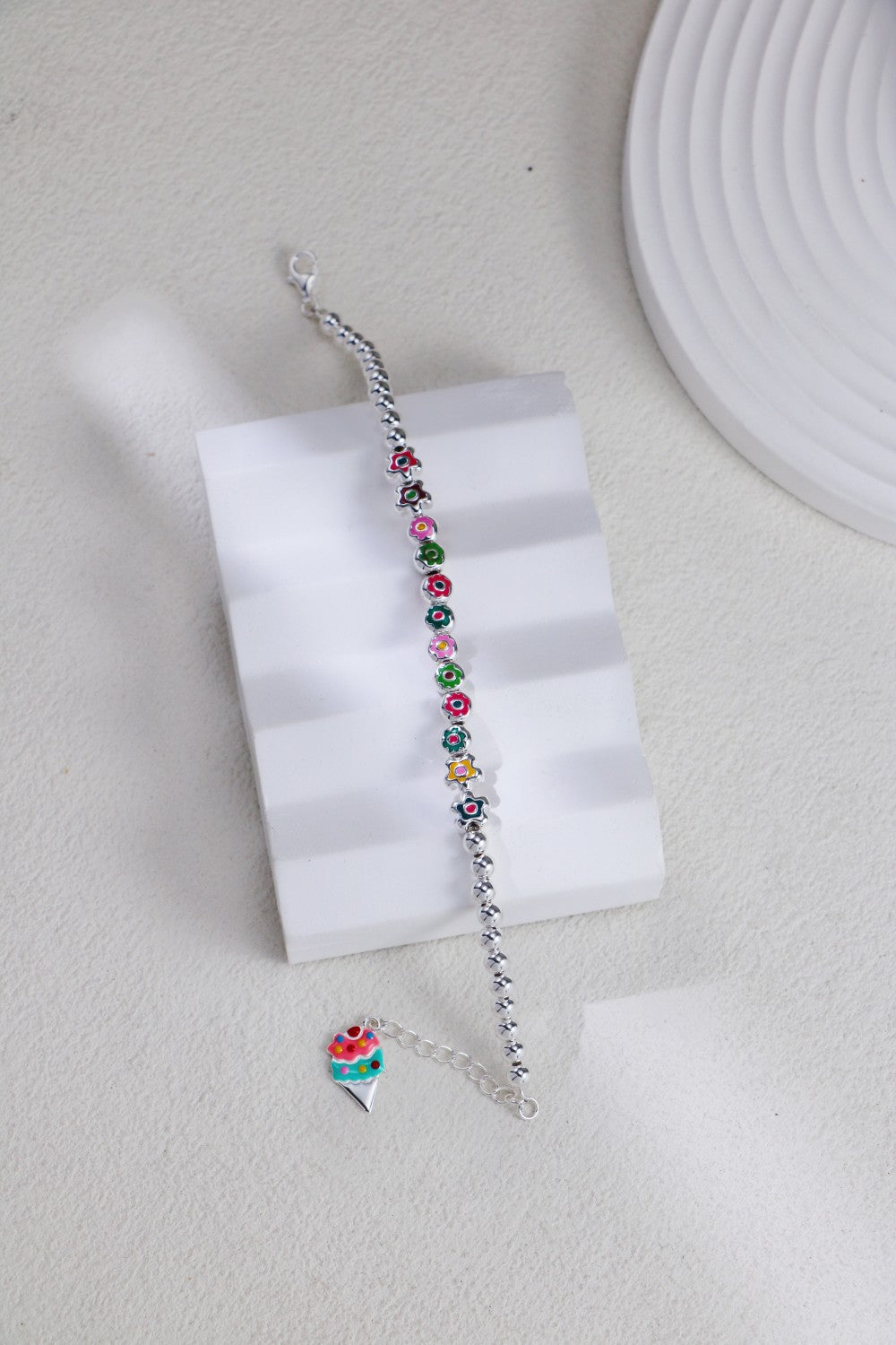 S925 Silver Delicate Colorful Floral Bracelet