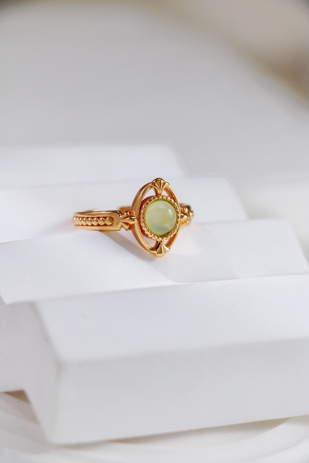 S925 Silver Vintage Gold Grape Stone Agate Ring