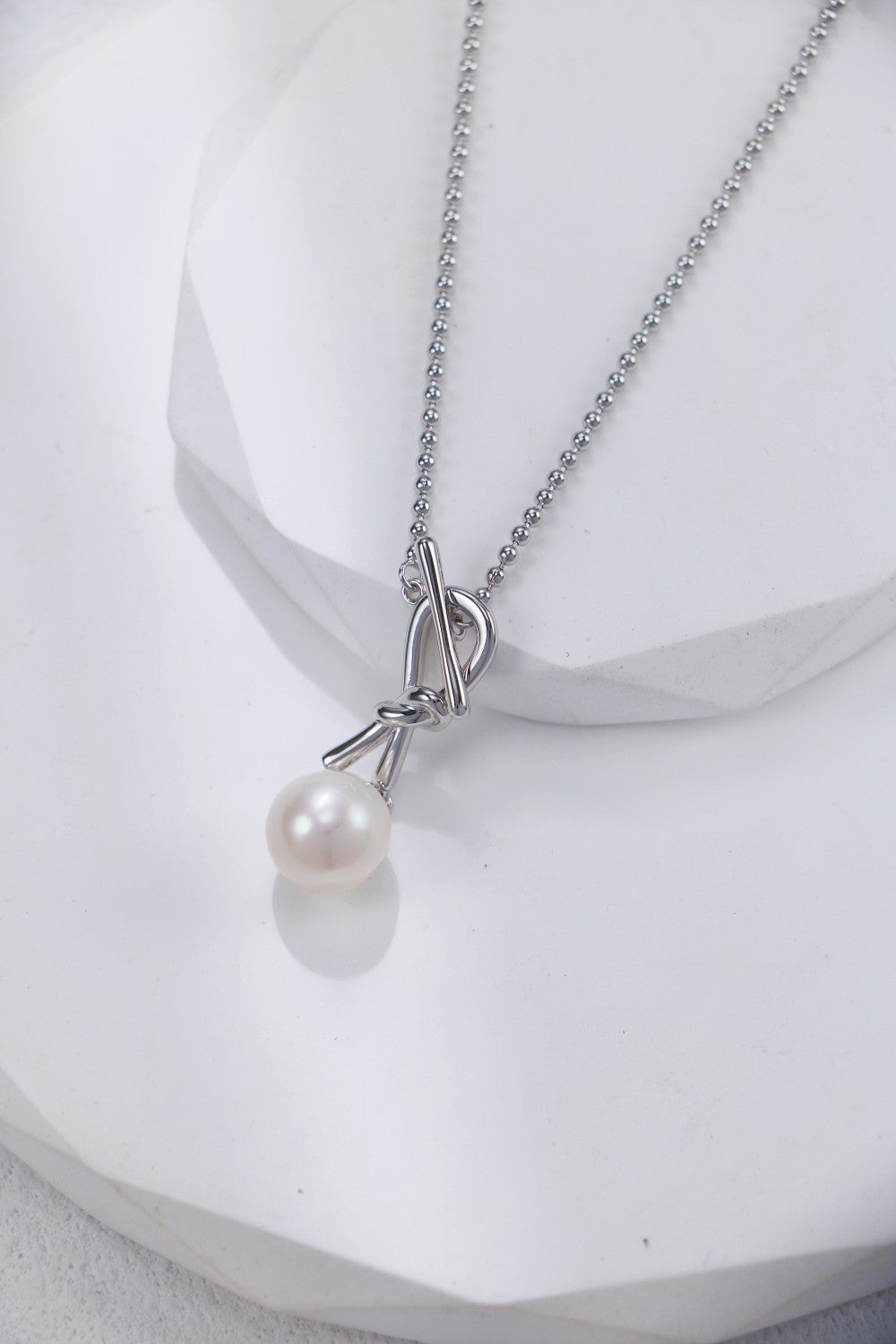 S925 Silver Ruyi Knot & Pearl Necklace