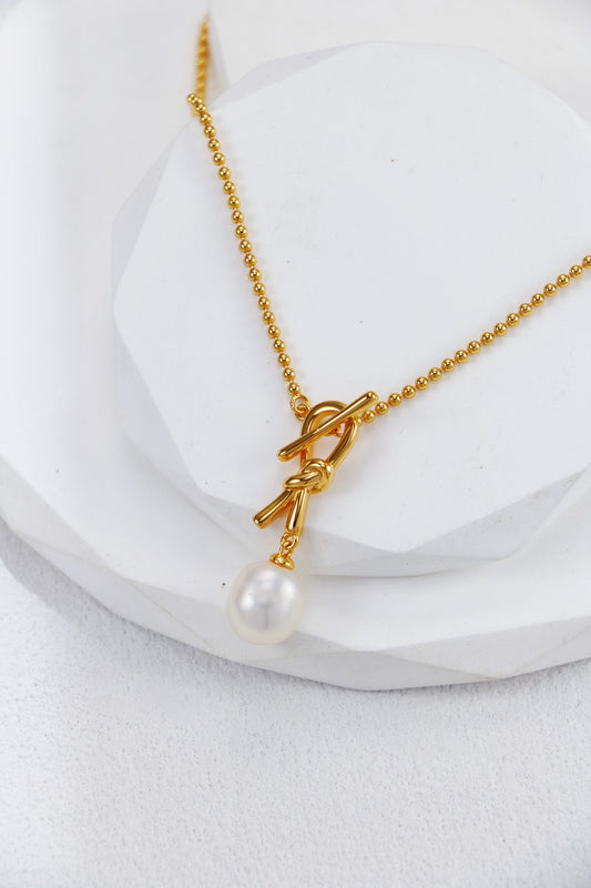 S925 Silver Ruyi Knot & Pearl Necklace