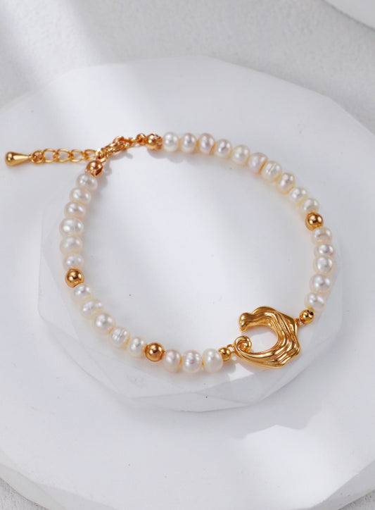 S925 Silver Wave Pearl Bracelet