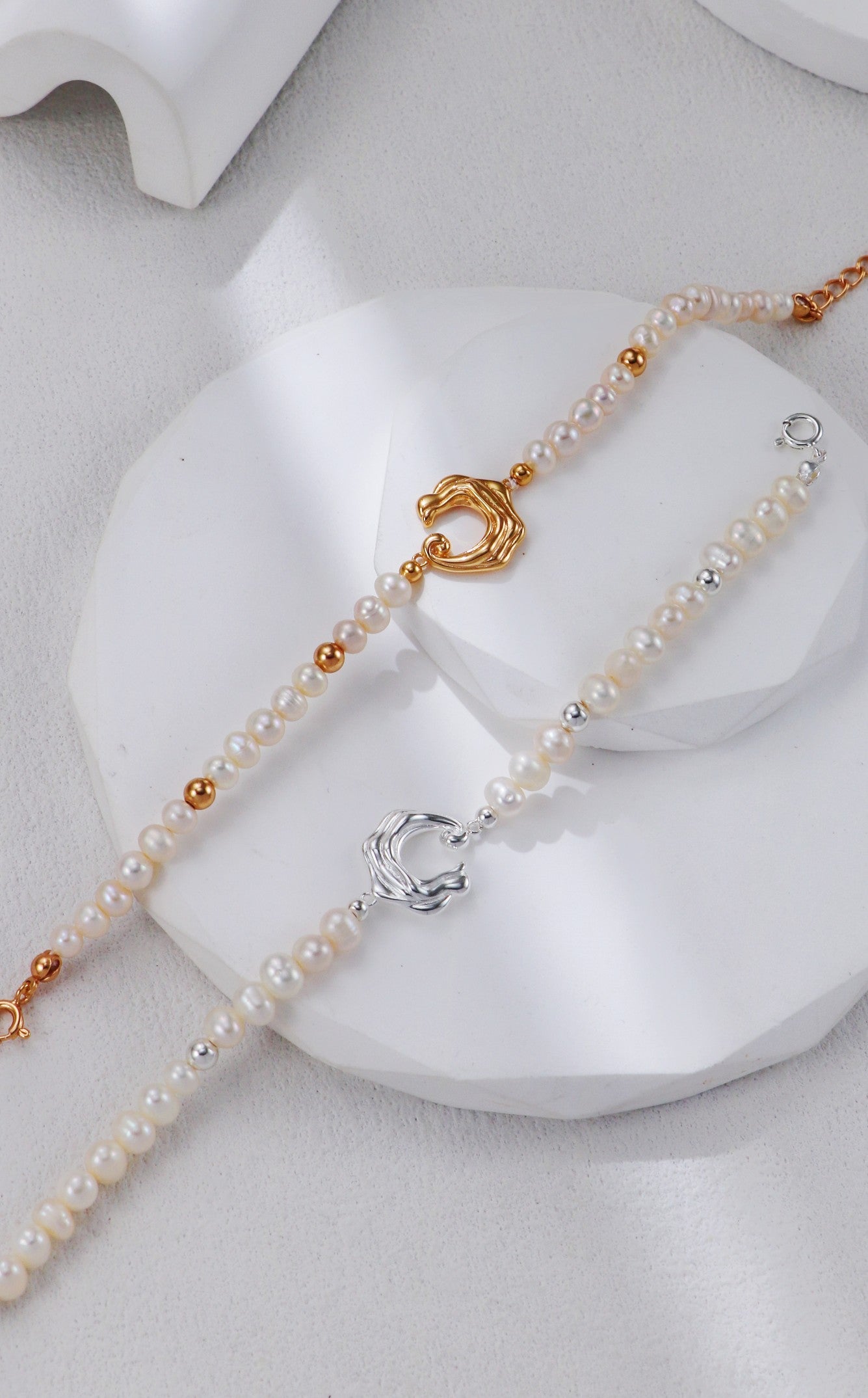 S925 Silver Wave Pearl Bracelet