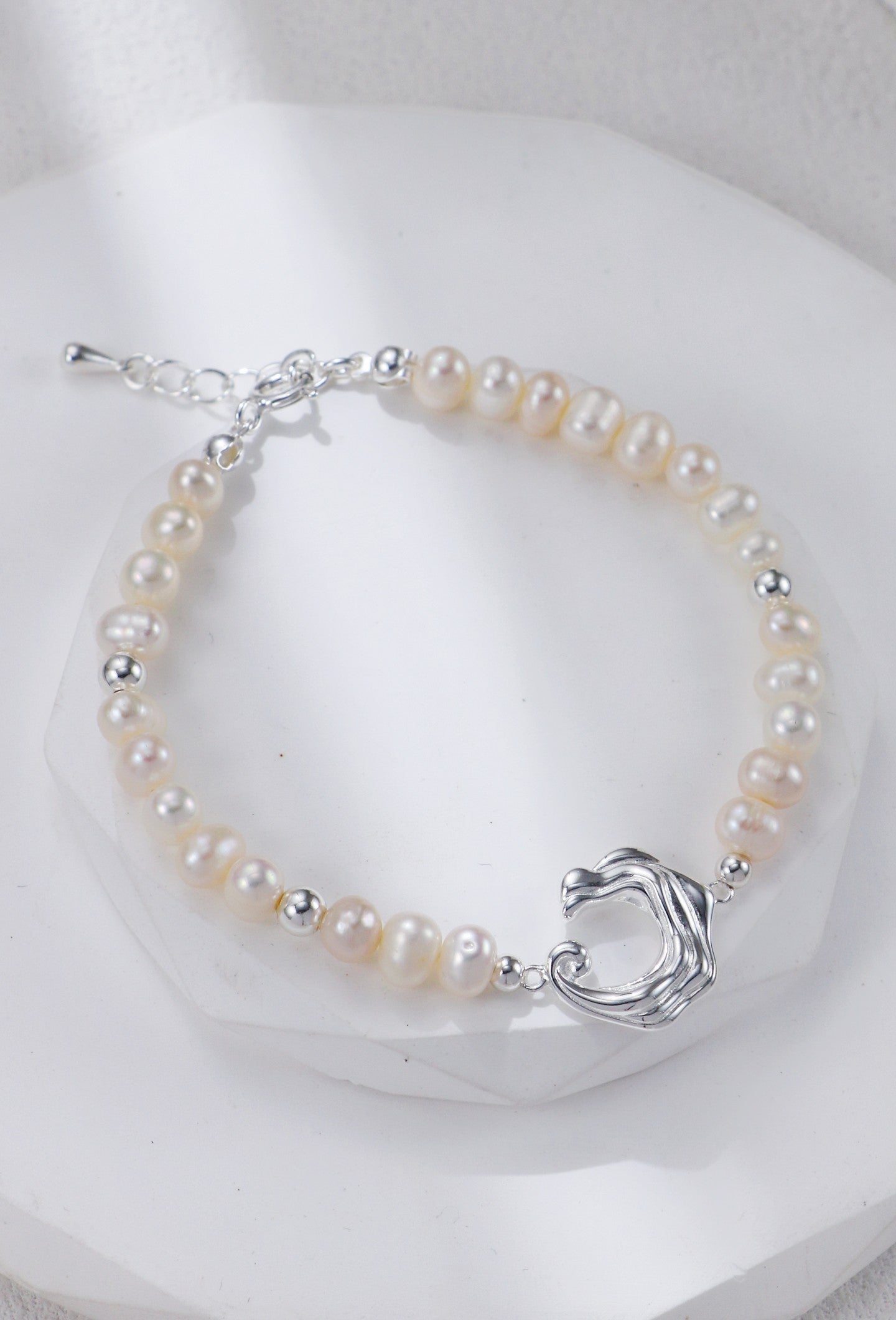 S925 Silver Wave Pearl Bracelet