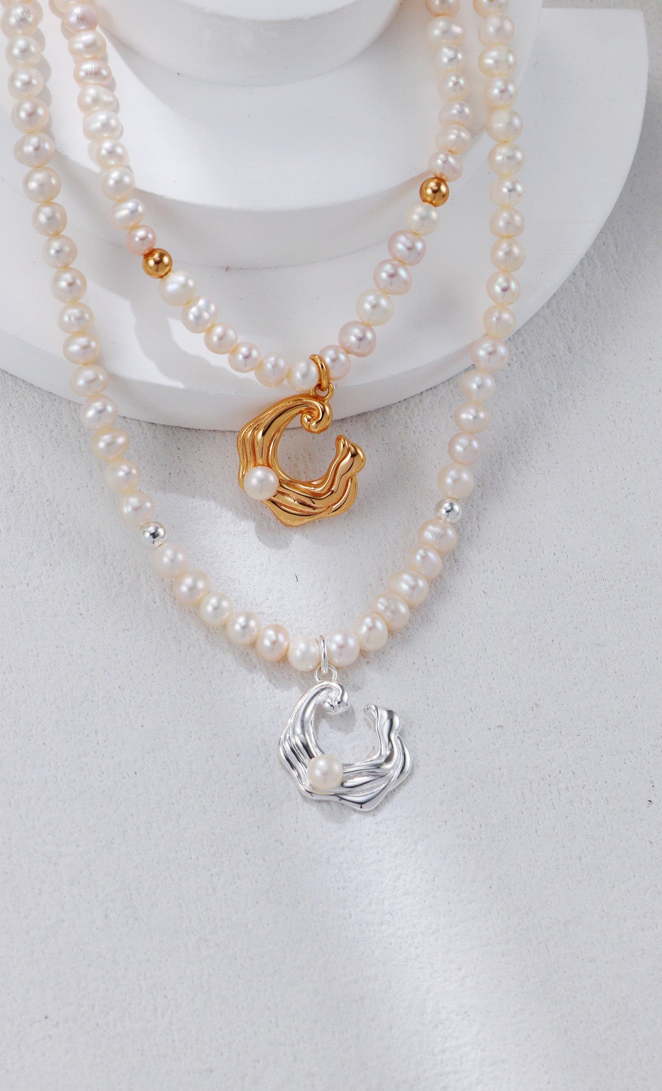 S925 Silver Wave Pearl Necklace