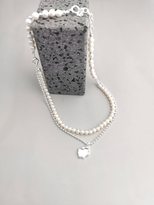 Silver-tone pearl necklace