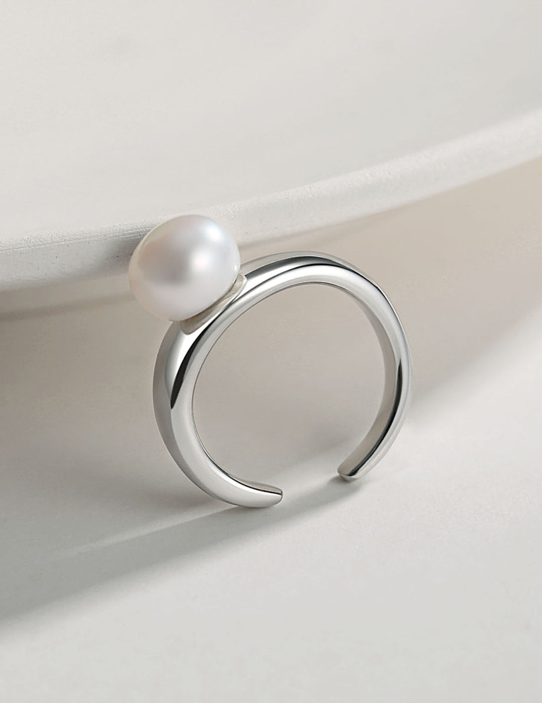 Pure Silver Pearl Pinky Ring