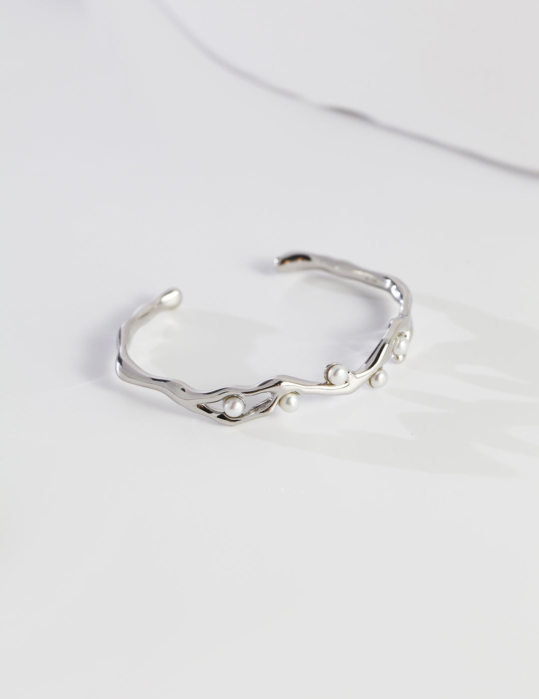 Pure Silver Pearl Bangle