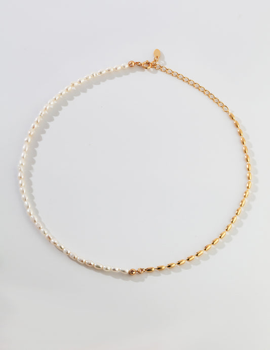 Pure Silver Rice Pearl Necklace