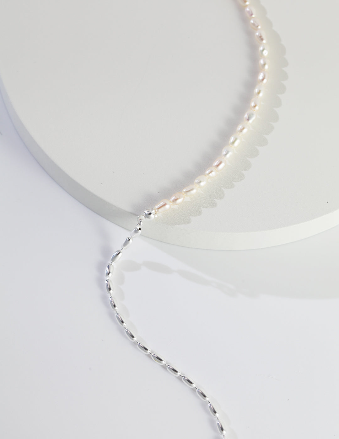 Pure Silver Rice Pearl Necklace