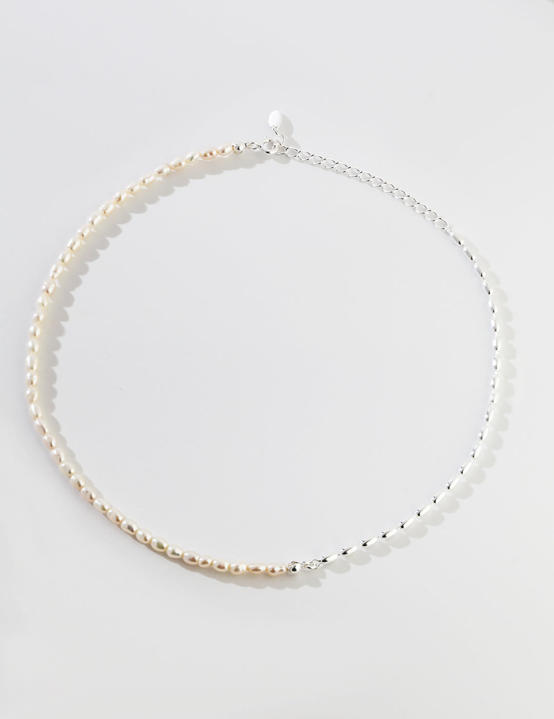 Pure Silver Rice Pearl Necklace