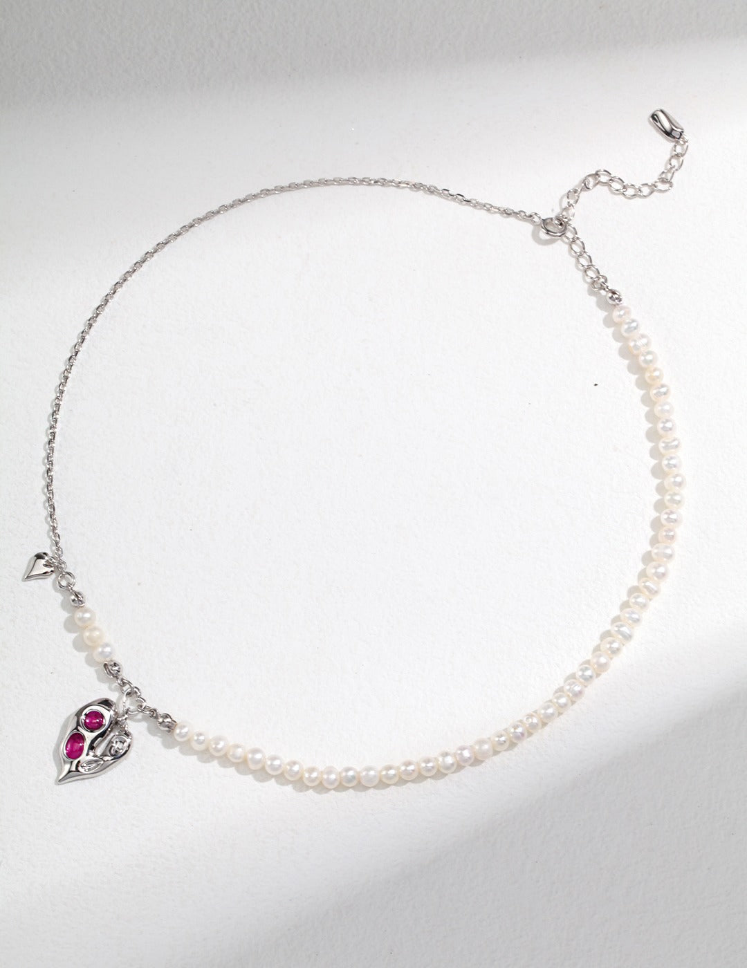 Sterling Silver Heart Pearl Necklace