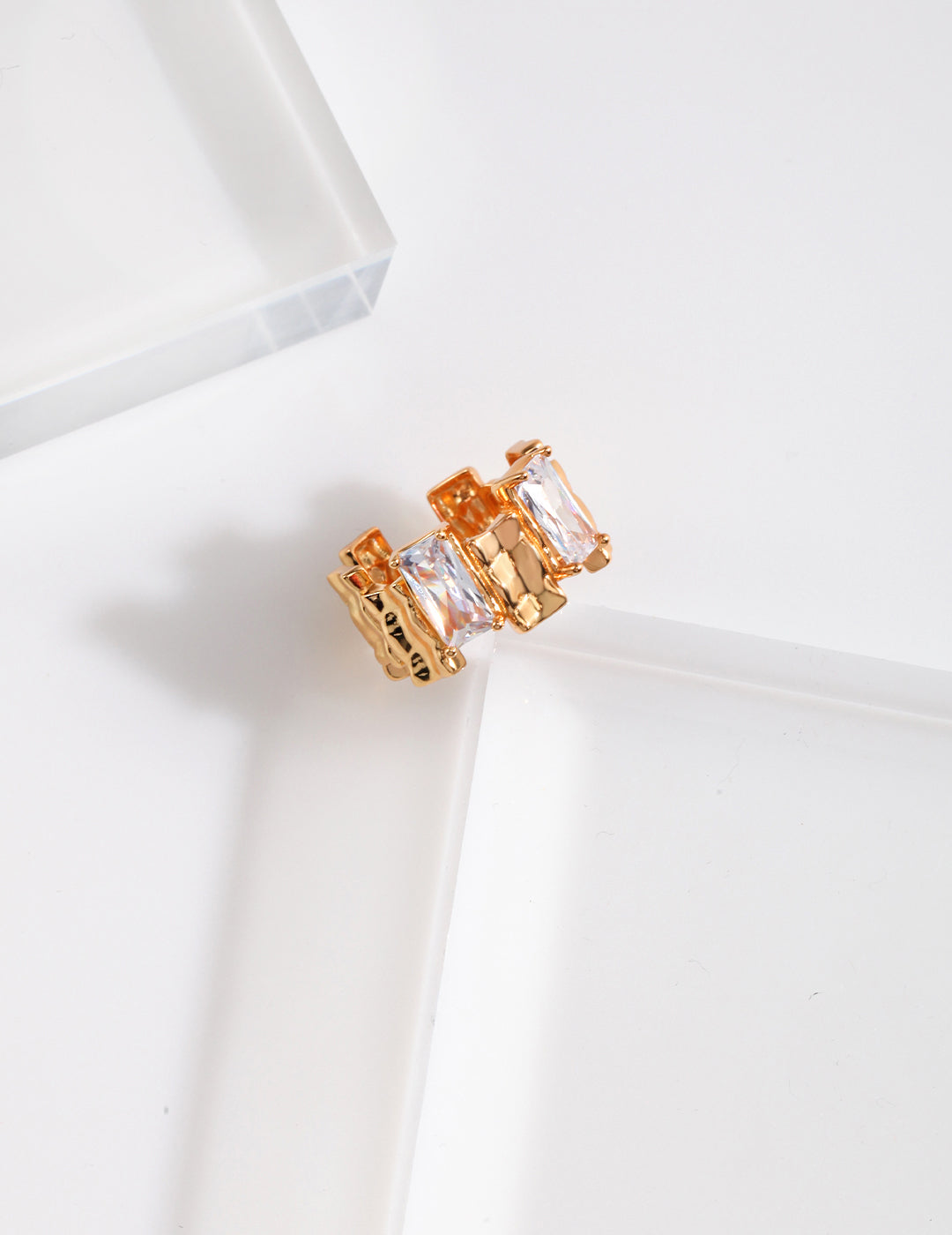 Irregular Rectangular Zircon-Spaced Design Ring