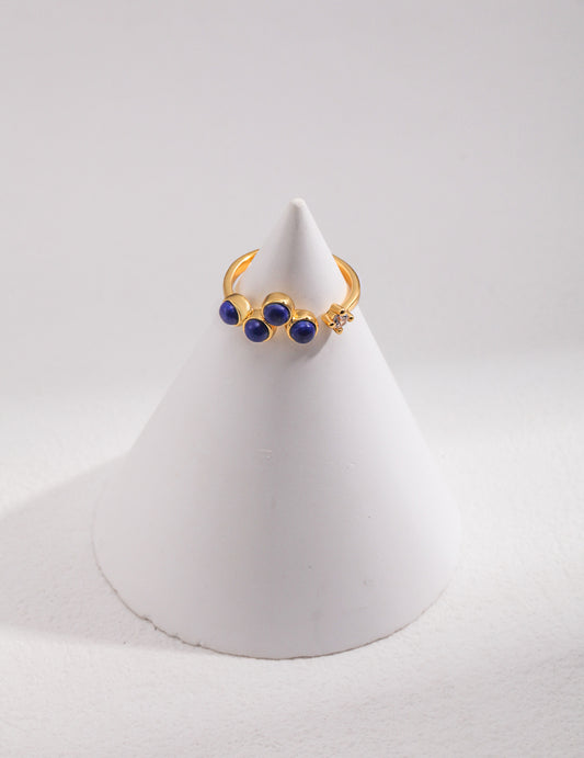 S925 Silver Natural Lapis Lazuli Ring