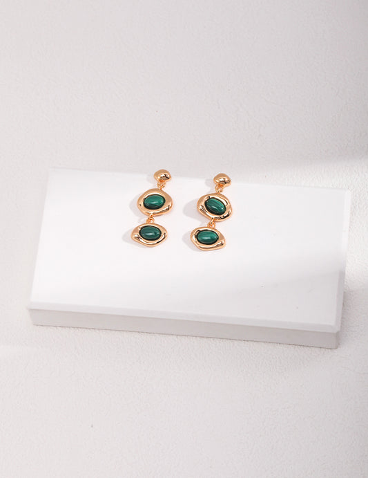 Pure Silver Malachite Earring