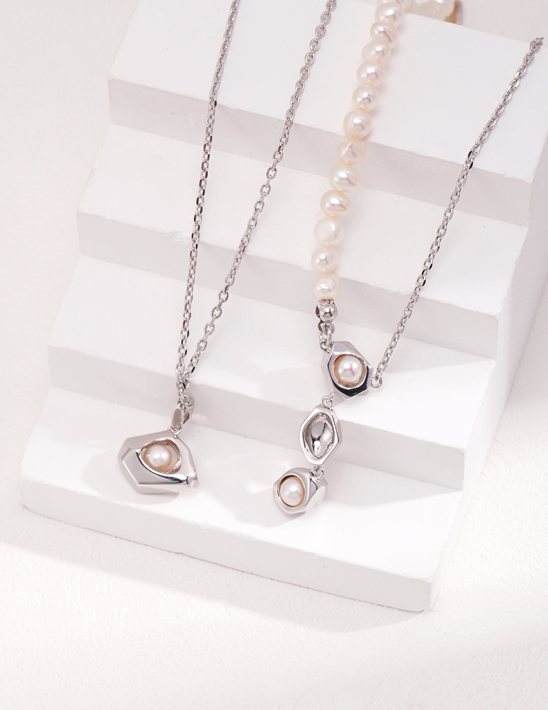 Pure Silver Pearl Necklace