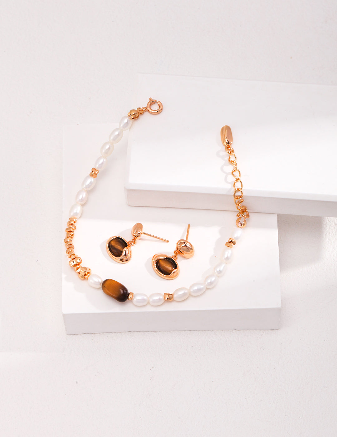 Tiger Eye Pearl Bracelet