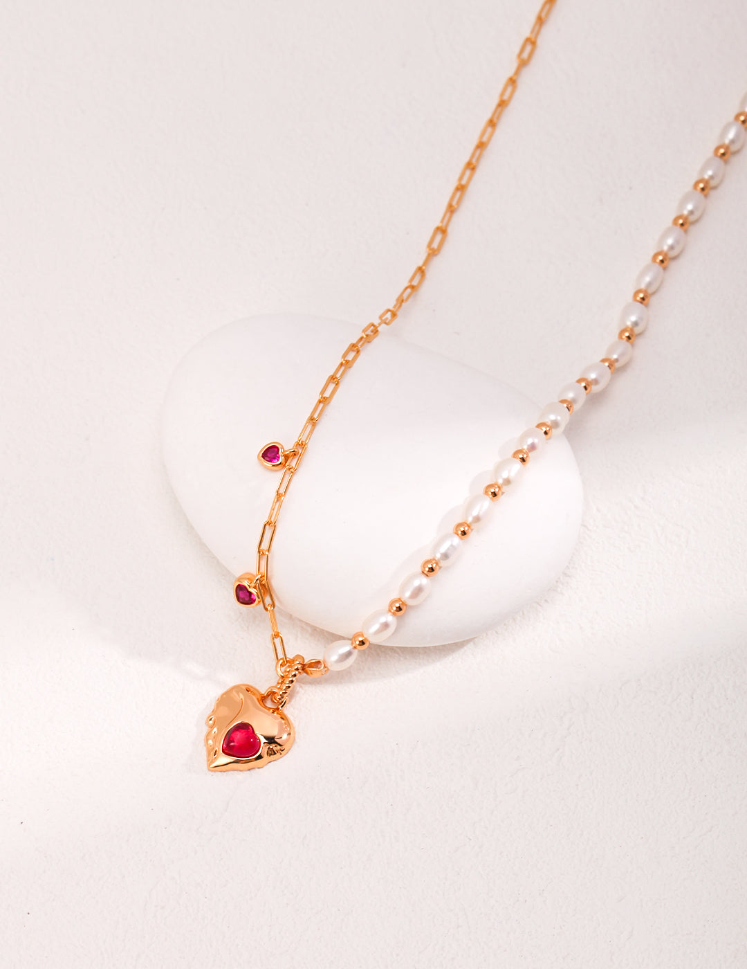 Natural Pearl and Ruby Necklace