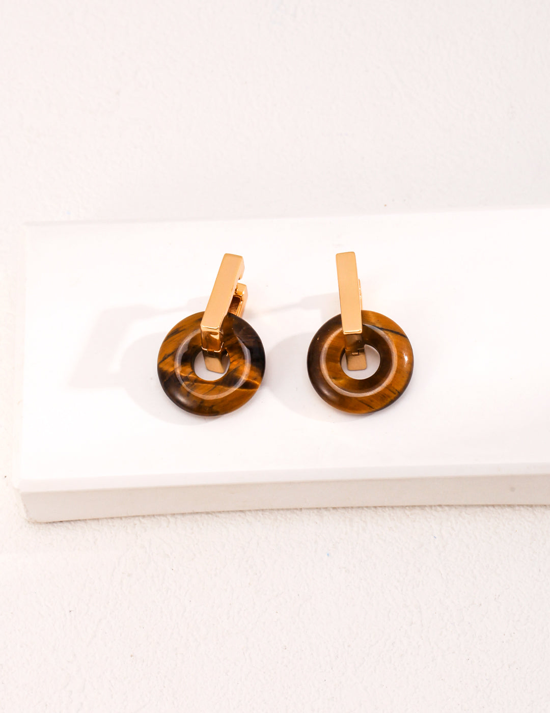 Natural Tiger Eye Stone Earring