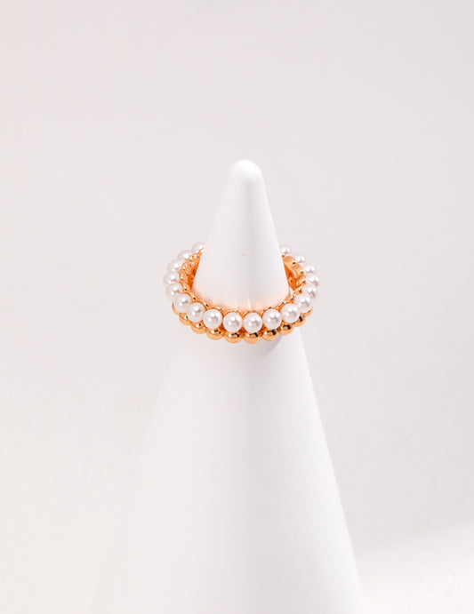 INS Half Pearl Half Silver Ring