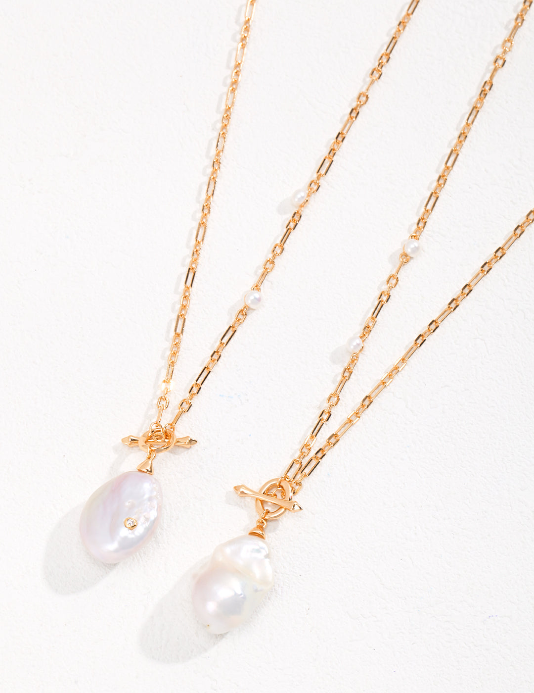 Sterling Silver Baroque Pearl Long Necklace