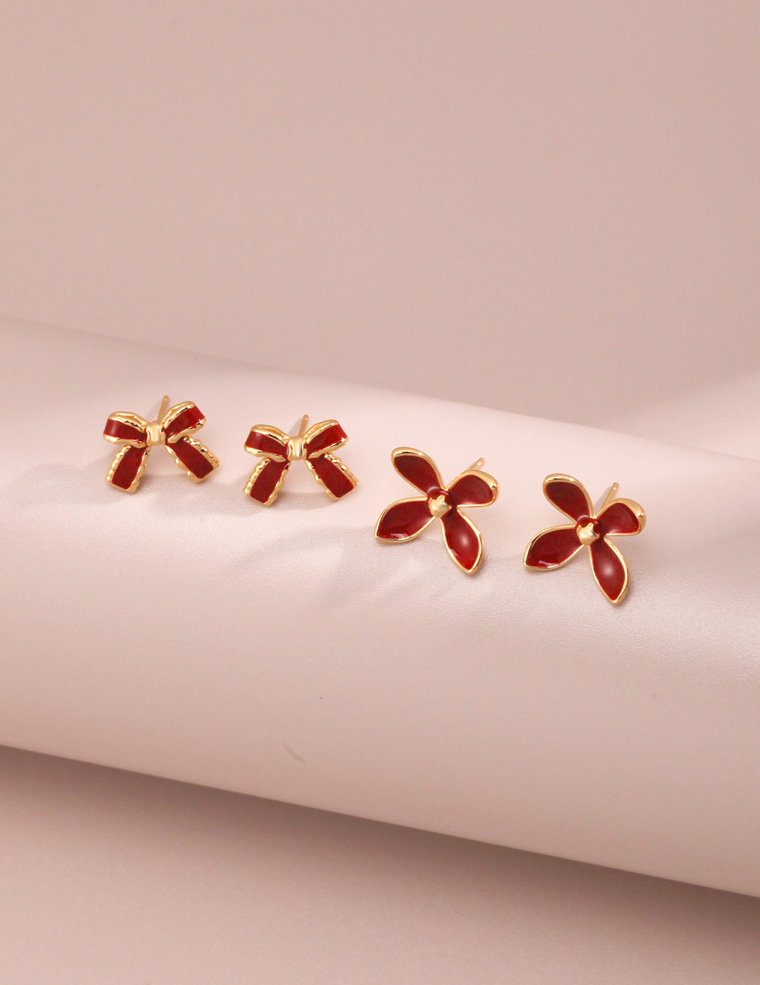 Pure Silver Red Enamel Butterfly Earring