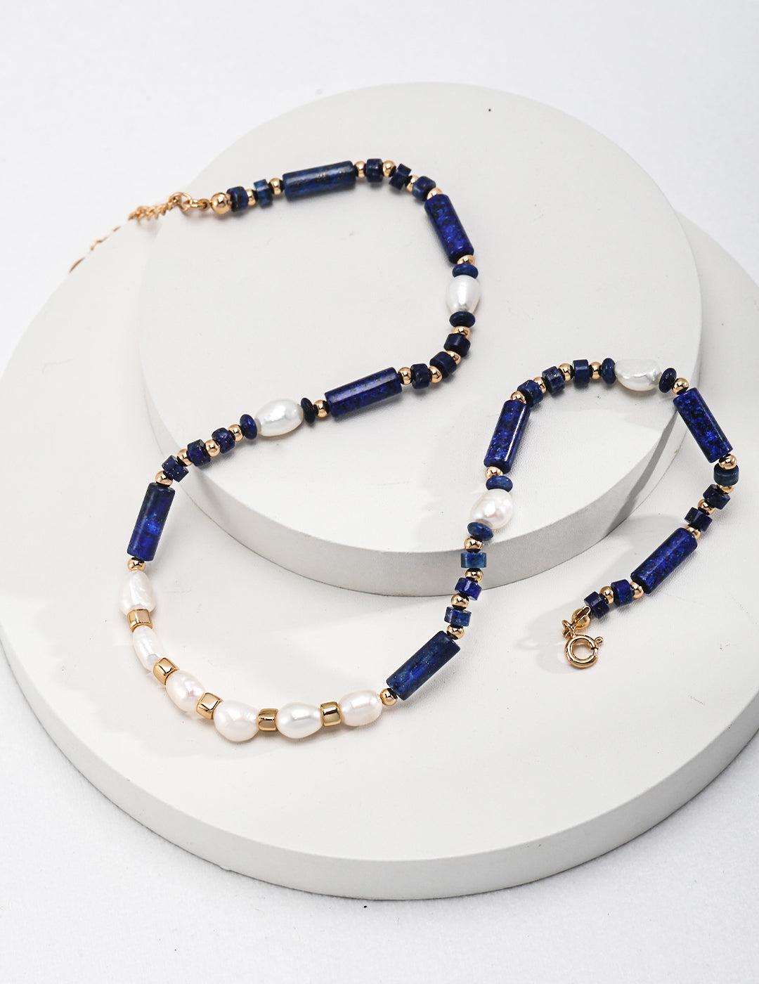 Sterling Silver Lapis Lazuli and Pearl Necklace