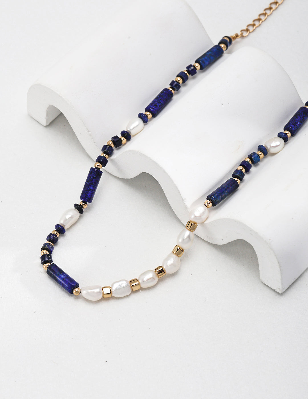 Sterling Silver Lapis Lazuli and Pearl Necklace