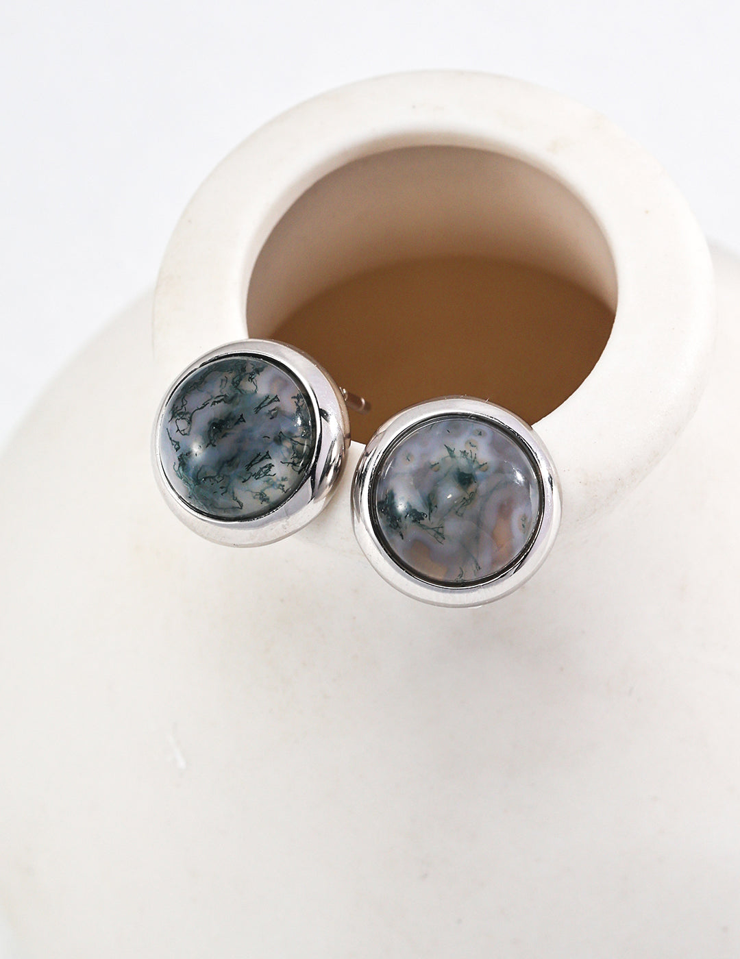 Watergrass Agate Sterling Silver Earrings