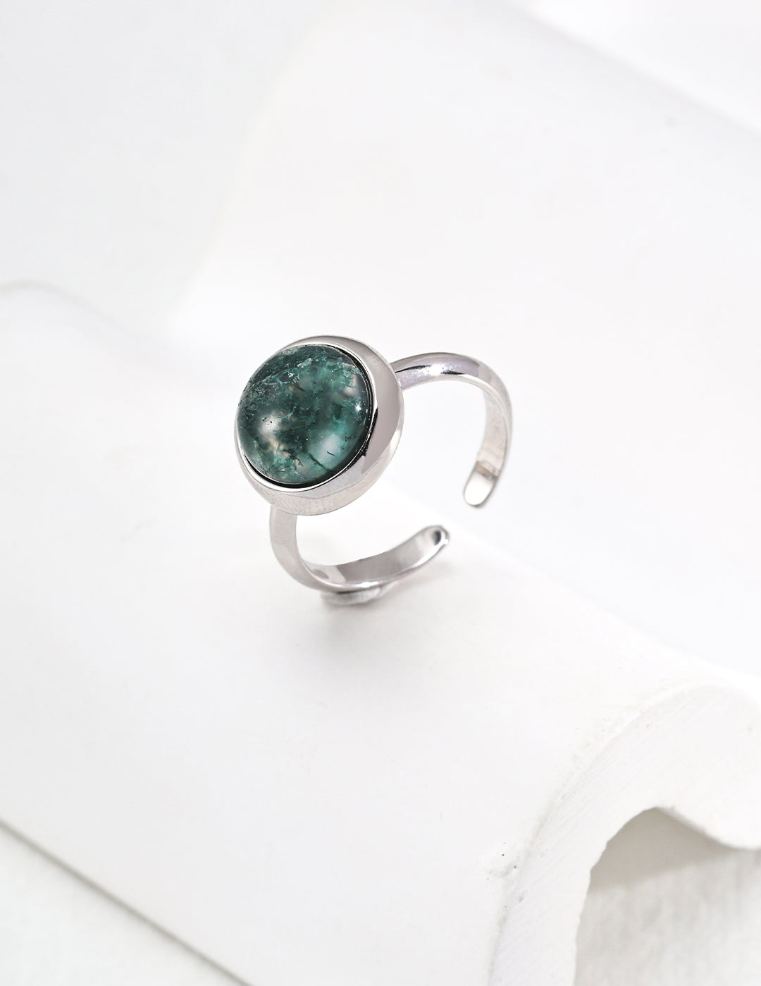 Watergrass Agate Sterling Silver Ring