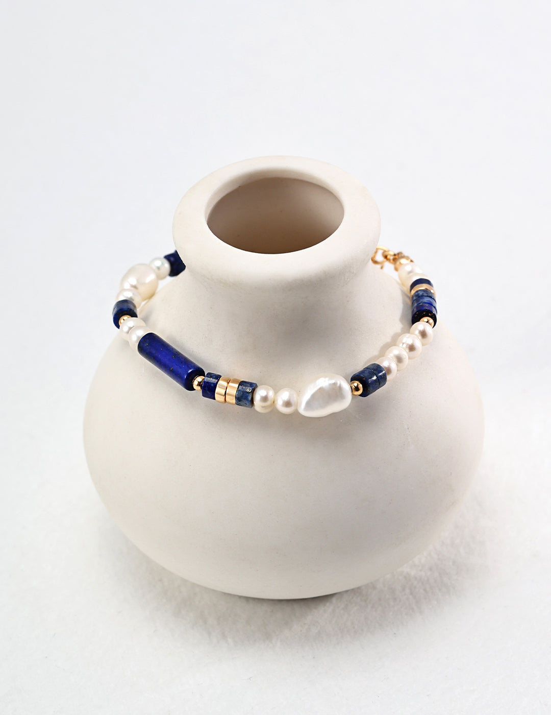 Sterling Silver Lapis Lazuli and Pearl Bracelet