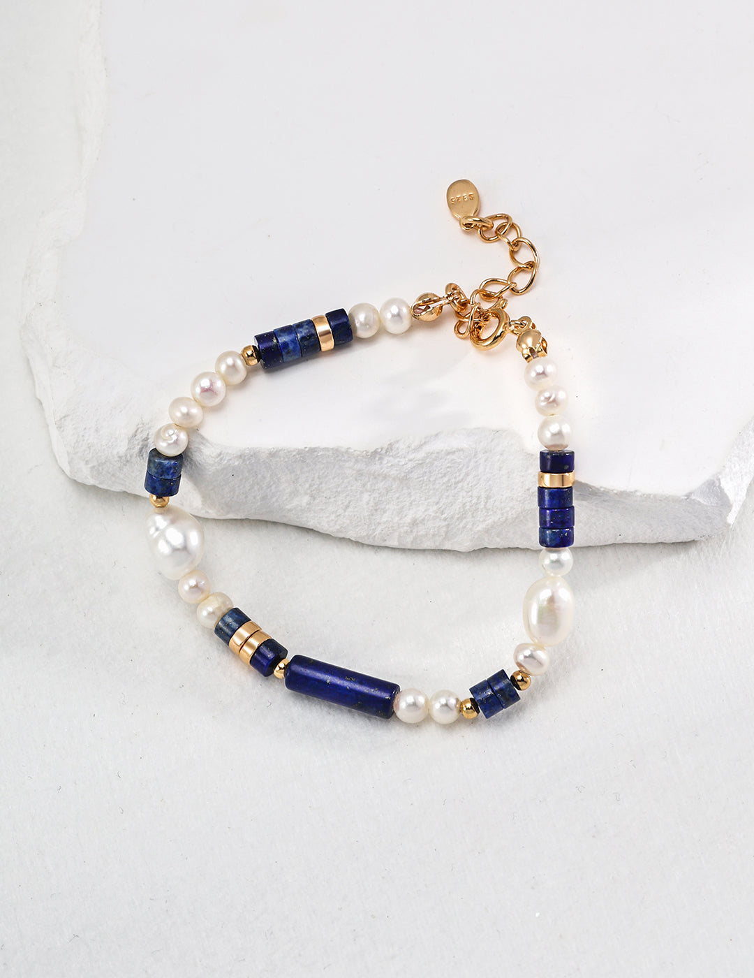 Sterling Silver Lapis Lazuli and Pearl Bracelet