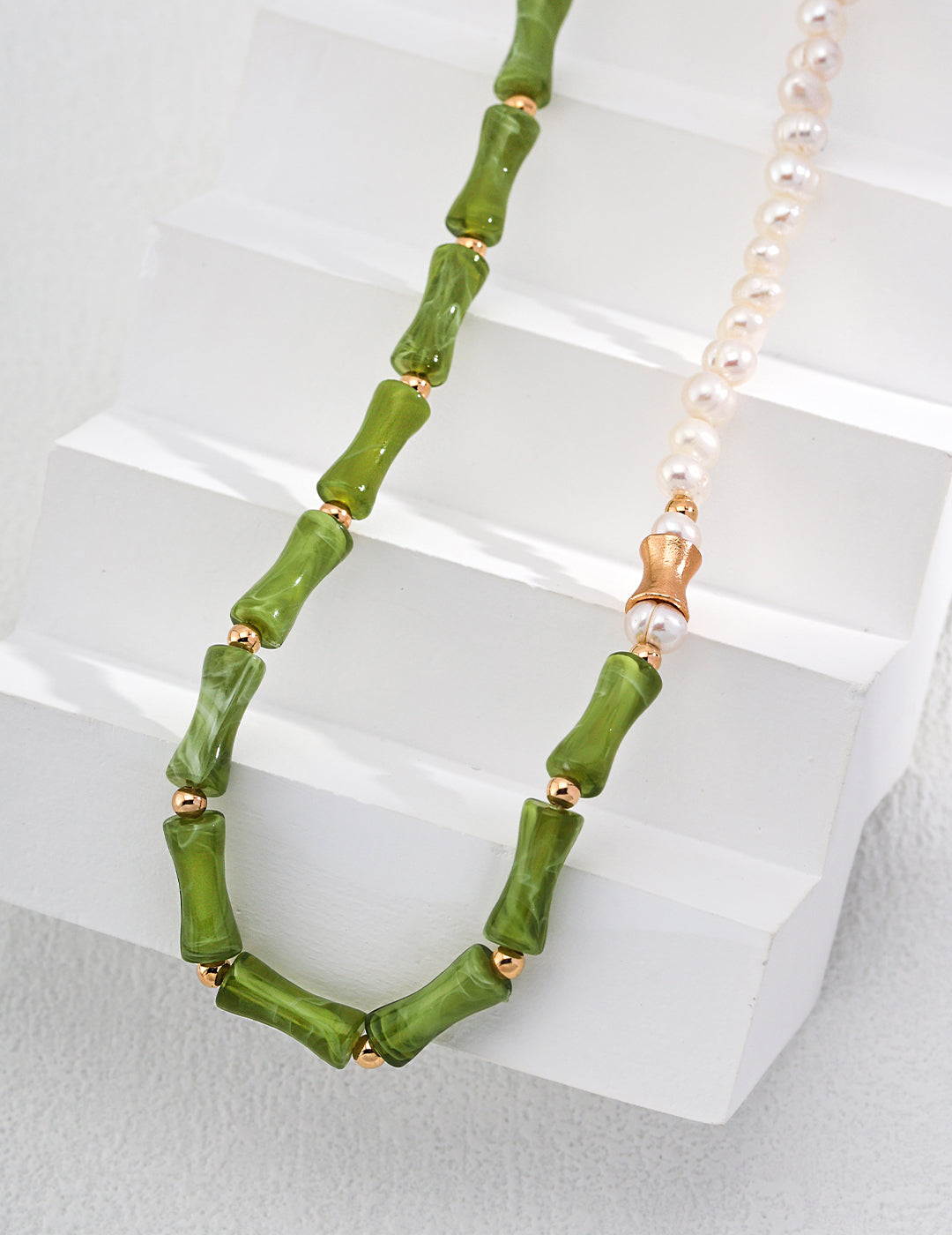 925 Silver Bamboo Pearl Necklace