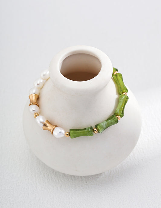 Chinese Bamboo Pearl Bracelet