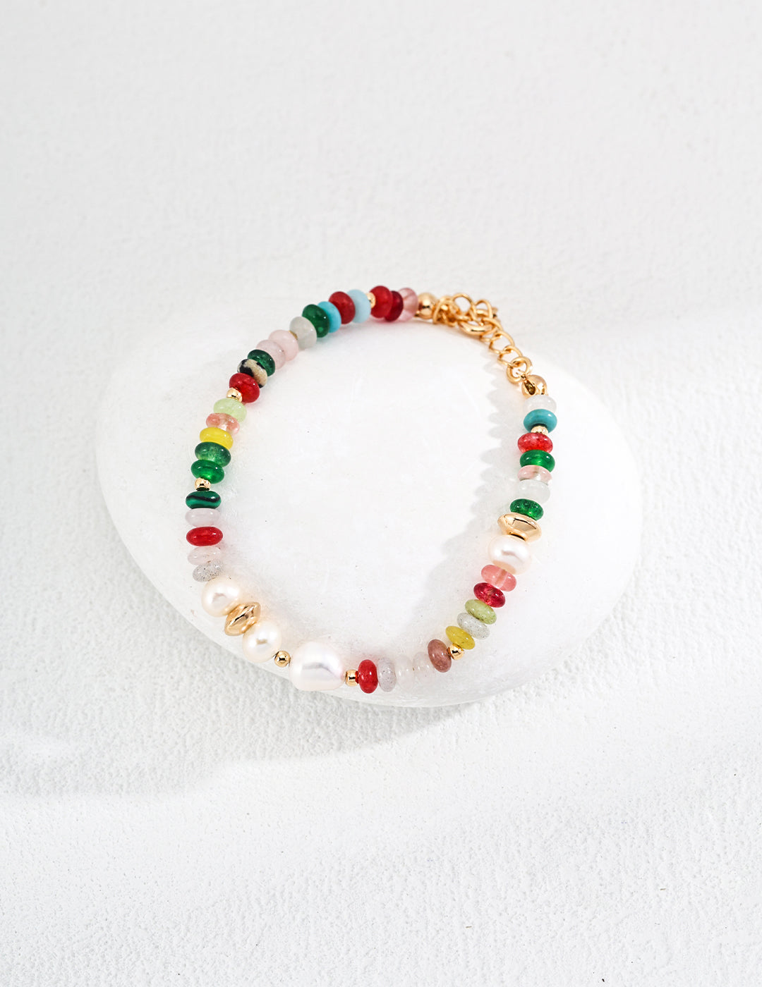 Silver Pearl Dopamine Color Stone Bracelet