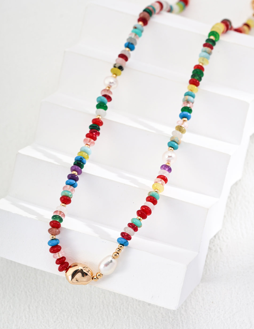 925 Silver Pearl Dopamine Colorful Gemstone Necklace