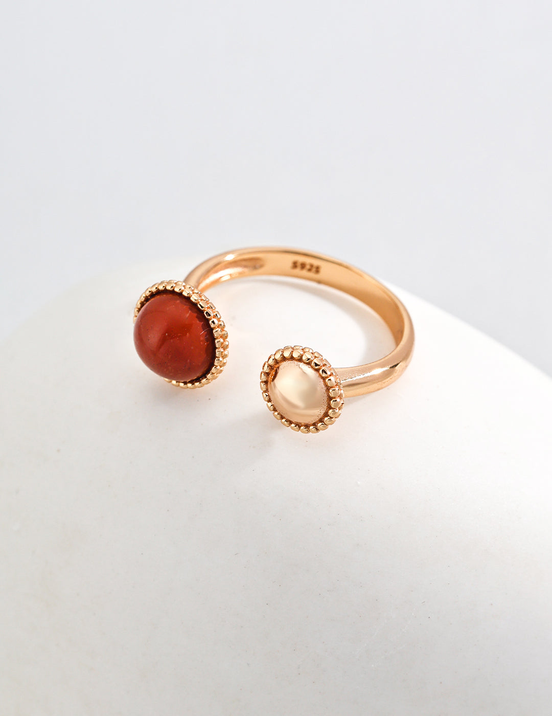 S925 Silver Minimalist Red Stone Ring