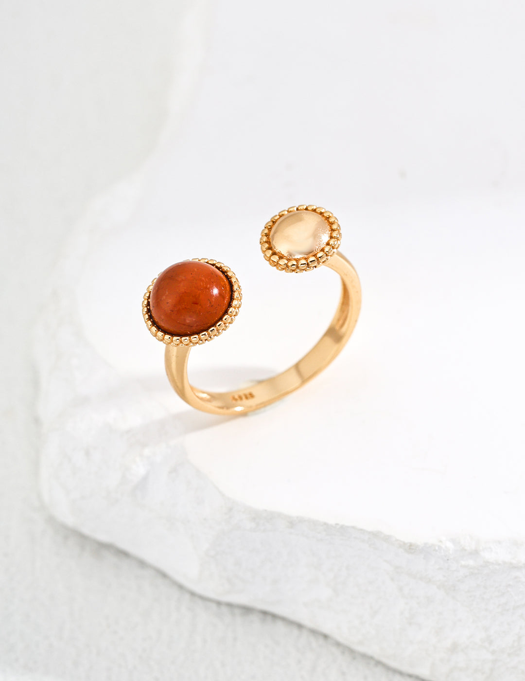 S925 Silver Minimalist Red Stone Ring