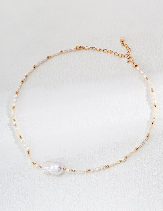 S925 Silver Minimalist Natural Pearl & Shell Necklace