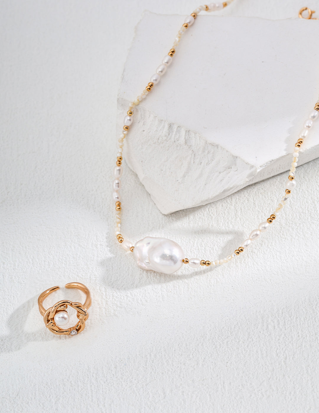 S925 Silver Minimalist Natural Pearl & Shell Necklace