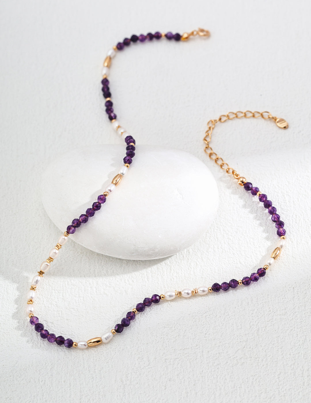 S925 Silver Vintage Natural Pearl & Amethyst Necklace