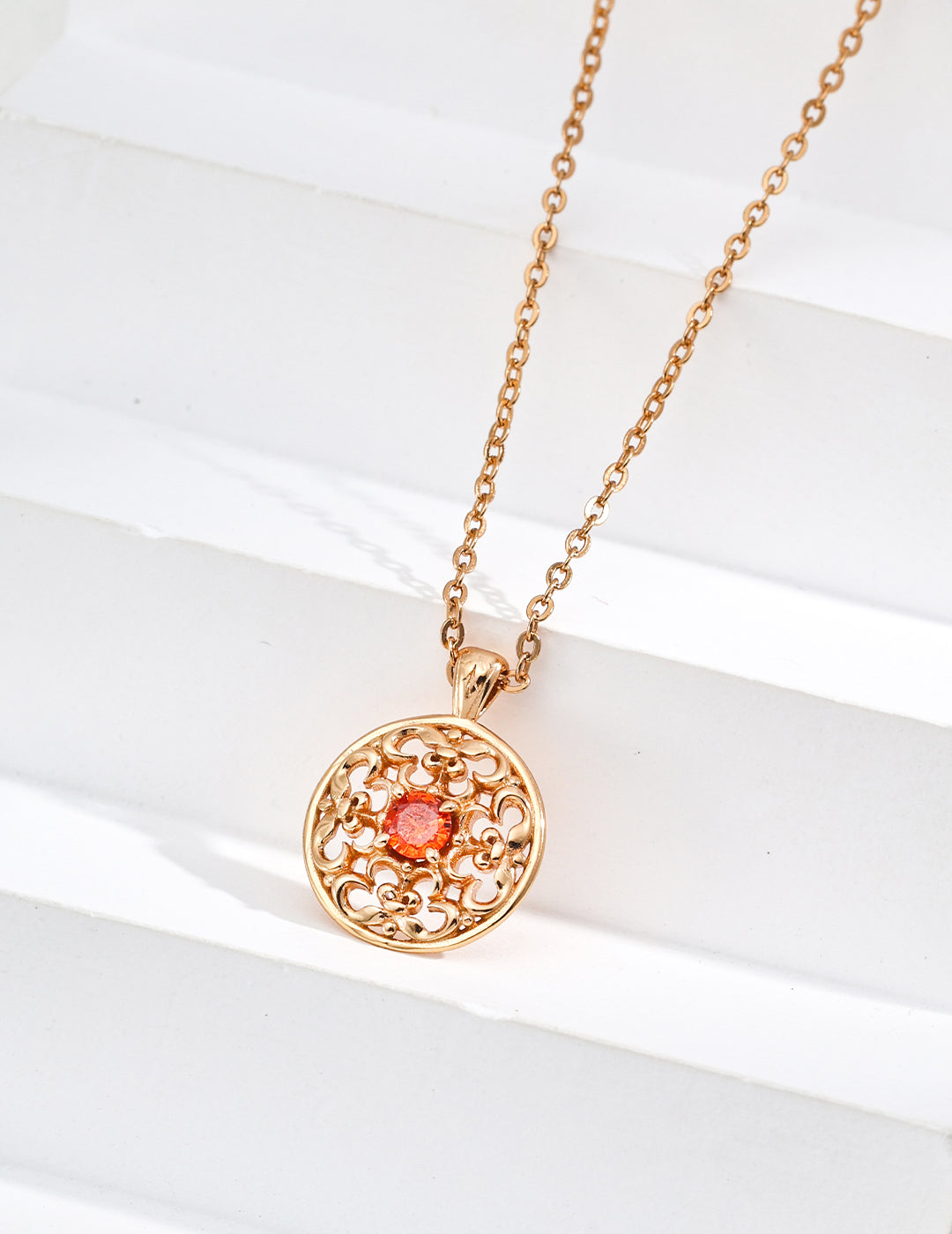 S925 Silver Vintage Red Zircon Necklace