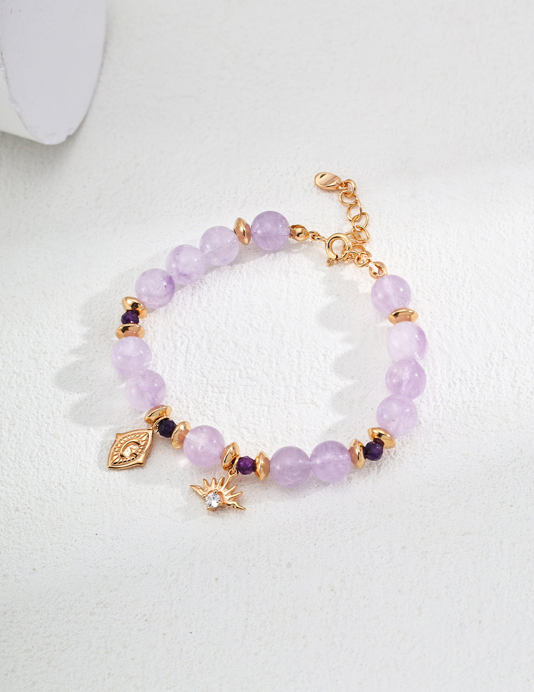 S925 Silver Lavender Natural Amethyst Faceted Bead & Zircon Bracelet