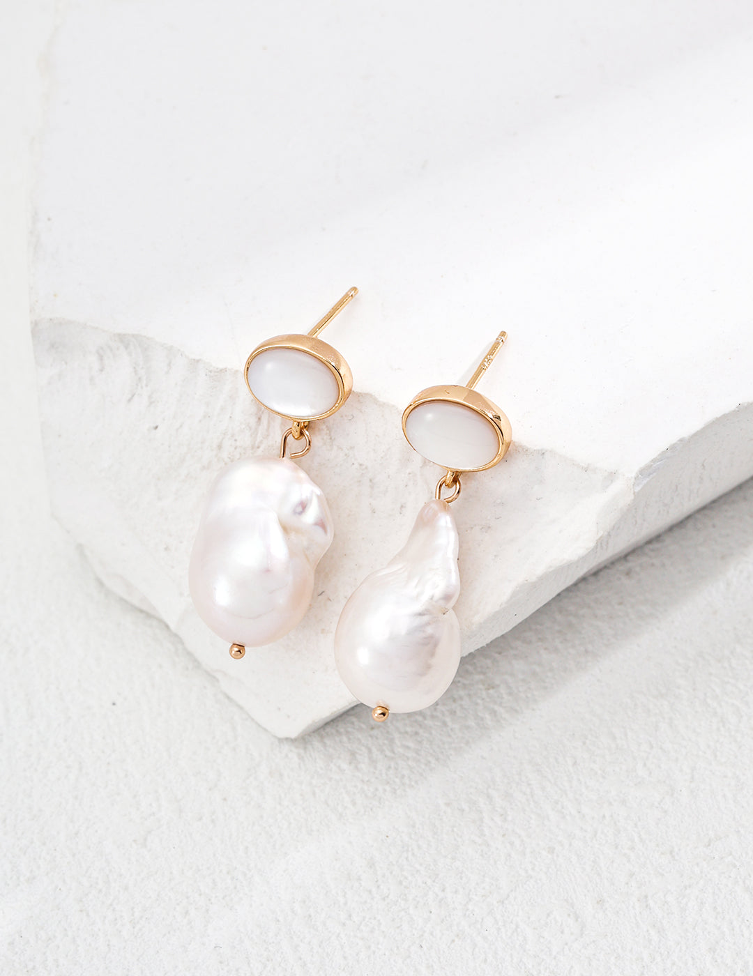 S925 Silver Natural Pearl & Shell Earrings